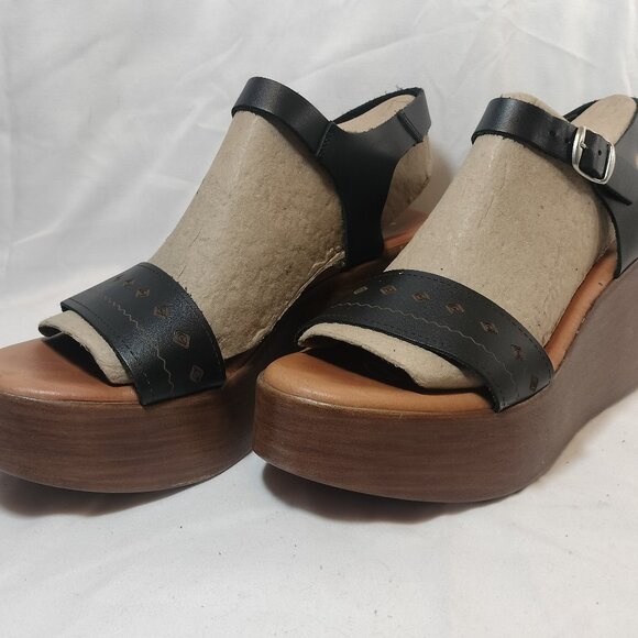MUSSE & CLOUD Poslow Leather Wedge Sandals - Picture 1 of 7